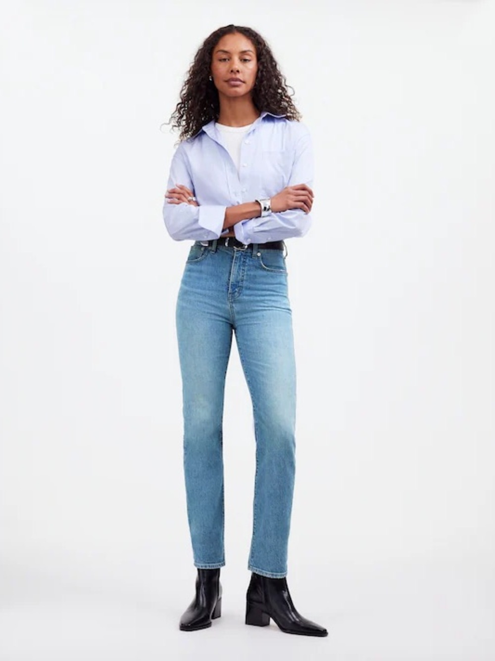 Madewell The Perfect Vintage Straight Crop Jeans Size 23 High Rise Medium Wash